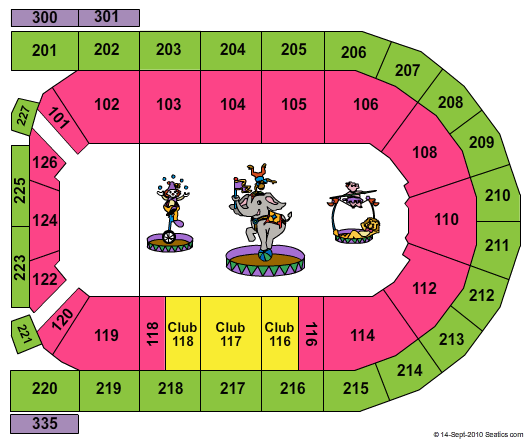 Mohegan Sun Arena at Casey Plaza Circus (CONSULT MAPS TEAM BEFORE USING) Seating Chart